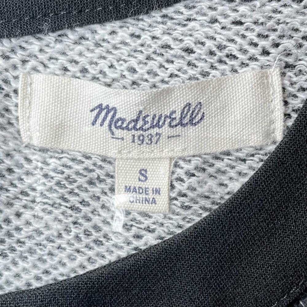 MADEWELL 100% COTTON SWEATSHIRT DRESS LONG SLEEVE - BLACK WHITE - S - Picture 4 of 6